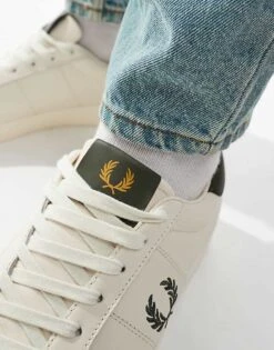 Fred Perry Spencer Leather Trainers In Off White And Grey For Men -Modish Men Wear 207017191 4