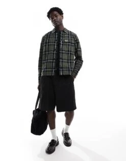 Fred Perry Check Overshirt In Green For Men -Modish Men Wear 207017199 1 green 1