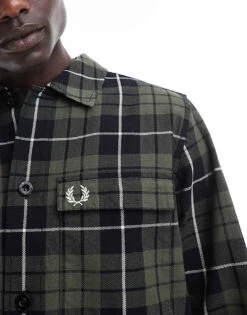 Fred Perry Check Overshirt In Green For Men -Modish Men Wear 207017199 3