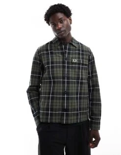 Fred Perry Check Overshirt In Green For Men -Modish Men Wear 207017199 4