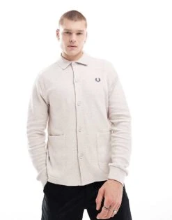 Fred Perry Long Sleeve Button Through Polo Shirt In Off White Jersey For Men -Modish Men Wear 207017210 1 white 1