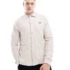 Fred Perry Long Sleeve Button Through Polo Shirt In Off White Jersey For Men
