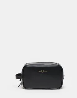 Fred Perry Leather Washbag In Black For Men -Modish Men Wear 207017236 1 black 1