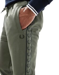 Fred Perry Co-ord Taped Track Joggers In Green With Contrast Trim For Men -Modish Men Wear 207017284 3