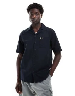 Fred Perry Lightweight Textured Revere Collared Shirt In Navy For Men 11 Fred Perry Lightweight Textured Revere Collared Shirt In Navy For Men -Modish Men Wear 207017333 1 navy 1