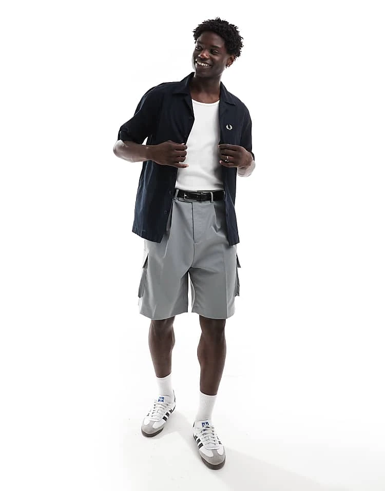 Fred Perry Lightweight Textured Revere Collared Shirt In Navy For Men 4 Fred Perry Lightweight Textured Revere Collared Shirt In Navy For Men - Image 2