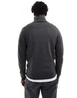 Fred Perry Classic Half Zip Knitted Jumper In Dark Grey For Men -Modish Men Wear 207017341 3