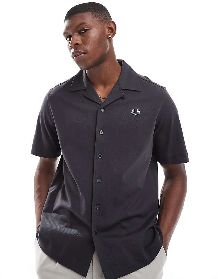 Fred Perry Short Sleeve Revere Collared Shirt In Grey For Men 7 Fred Perry Short Sleeve Revere Collared Shirt In Grey For Men - Image 5