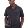 Fred Perry Short Sleeve Revere Collared Shirt In Grey For Men