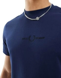 Fred Perry Embroidered T-shirt In Navy For Men -Modish Men Wear 207457316 3