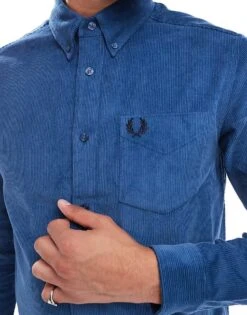 Fred Perry Long Sleeve Cord Shirt In Blue For Men -Modish Men Wear 207457332 3