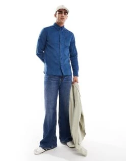 Fred Perry Long Sleeve Cord Shirt In Blue For Men -Modish Men Wear 207457332 4