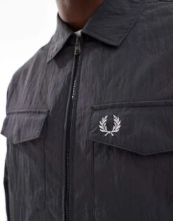 Fred Perry Long Sleeve Techical Overshirt In Grey For Men -Modish Men Wear 207457364 4