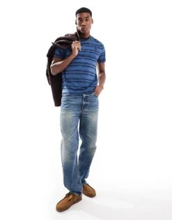 Fred Perry T-shirt In Blue With Black Horizontal Stripes For Men -Modish Men Wear 207457373 2