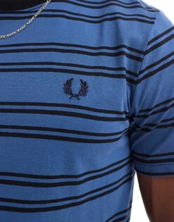 Fred Perry T-shirt In Blue With Black Horizontal Stripes For Men -Modish Men Wear 207457373 3