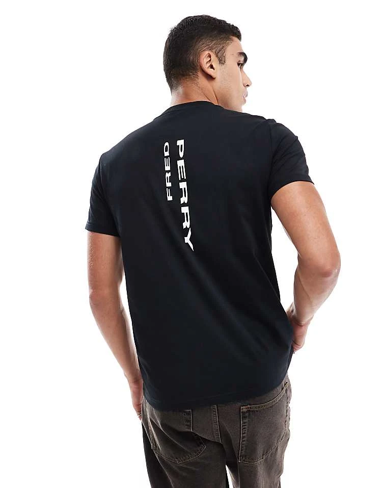 Fred Perry T-shirt In Black With Vertical Logo Back Print For Men 7 Fred Perry T-shirt In Black With Vertical Logo Back Print For Men - Image 5