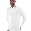 Fred Perry Twin Tipped Long Sleeve Polo Shirt In White For Men
