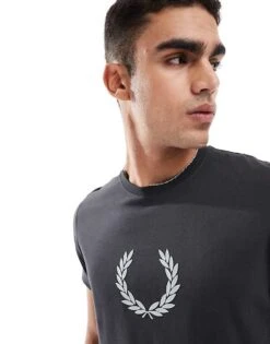 Fred Perry T-shirt In Grey With Flocked Laurel Wreath For Men -Modish Men Wear 207457416 3