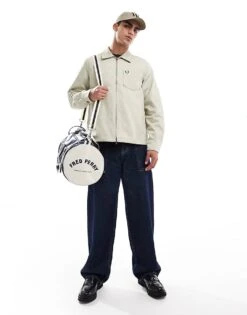 Fred Perry Long Sleeve Twill Zip Through Overshirt In Beige For Men -Modish Men Wear 207457428 4