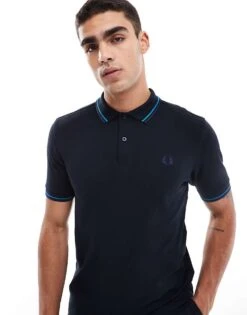 Fred Perry Twin Tipped Polo Shirt In Navy For Men
