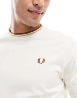 Fred Perry Long Sleeve Twin Tipped T-shirt In Off White For Men -Modish Men Wear 207457472 3