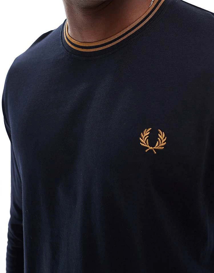 Fred Perry Long Sleeve Twin Tipped T-shirt In Navy For Men 6 Fred Perry Long Sleeve Twin Tipped T-shirt In Navy For Men - Image 4