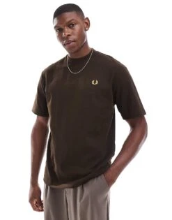 Fred Perry Oversized Heavyweight T-shirt In Brown For Men -Modish Men Wear 207457495 1 brown 1