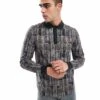 Fred Perry Long Sleeve Polo Shirt In All Over Forest Camo Print In Green For Men