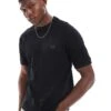 Fred Perry Oversized T-shirt In Black Ribbed With Raglan Sleeves For Men