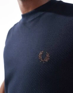 Fred Perry T-shirt In Navy Pique With Sleeve Cuff For Men -Modish Men Wear 207457548 4