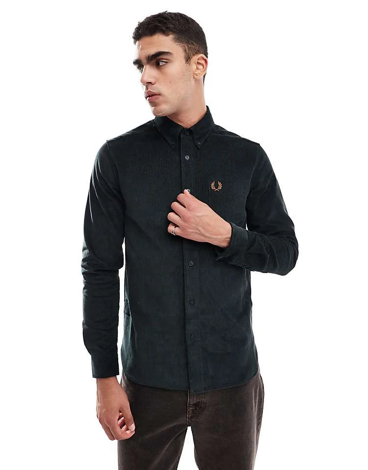 Fred Perry Long Sleeve Cord Shirt In Dark Green For Men 7 Fred Perry Long Sleeve Cord Shirt In Dark Green For Men - Image 5