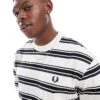 Fred Perry Relaxed Fit T-shirt In Off White With Thick Horizontal Stripes For Men