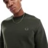 Fred Perry Crew Neck Sweatshirt In Khaki Green For Men