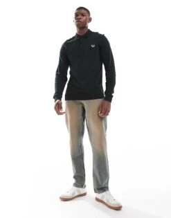 Fred Perry Long Sleeve Polo Shirt In Forest Green For Men -Modish Men Wear 207457661 3