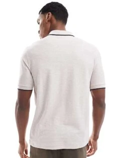 Fred Perry Polo Shirt In Off White Crepe Pique With Zip For Men Beige -Modish Men Wear 207457676 3