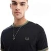 Fred Perry Ringer T-shirt In Black With Green Tipping For Men -Modish Men Wear 207458708 1 black