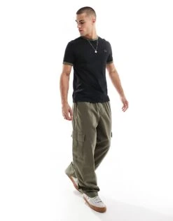 Fred Perry Ringer T-shirt In Black With Green Tipping For Men -Modish Men Wear 207458708 4