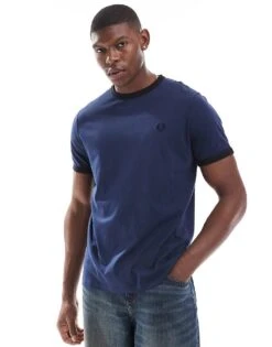 Fred Perry Ringer T-shirt In Blue With Black Tipping For Men Navy -Modish Men Wear 207458710 1 navy 1