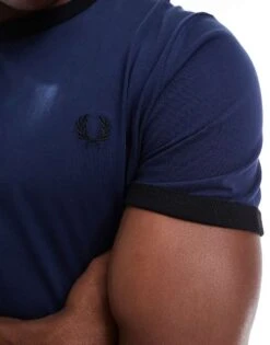 Fred Perry Ringer T-shirt In Blue With Black Tipping For Men Navy -Modish Men Wear 207458710 2