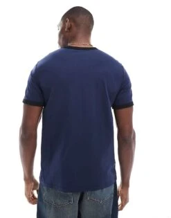 Fred Perry Ringer T-shirt In Blue With Black Tipping For Men Navy -Modish Men Wear 207458710 4