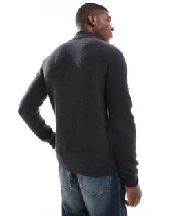 Fred Perry Lambswool Knitted Mock Neck Jumper In Grey For Men -Modish Men Wear 207458731 2