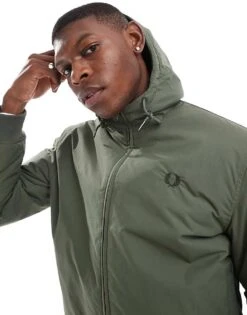 Fred Perry Hooded Brentham Jacket In Dark Green For Men -Modish Men Wear 207458732 4