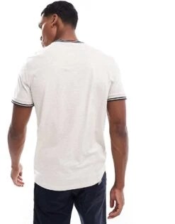 Fred Perry Twin Tipped T-shirt In Oatmeal White For Men -Modish Men Wear 207458733 3