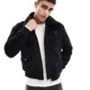 Fred Perry Cord Bomber Jacket In Black With Removable Borg Collar For Men