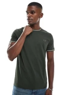 Fred Perry Twin Tipped T-shirt In Khaki Green For Men -Modish Men Wear 207458755 1 green 1