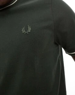 Fred Perry Twin Tipped T-shirt In Khaki Green For Men -Modish Men Wear 207458755 3