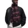 Fred Perry Brushed Wool Tartan Scarf In Red For Men