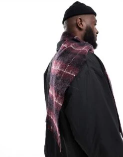 Fred Perry Brushed Wool Tartan Scarf In Red For Men -Modish Men Wear 207458756 3