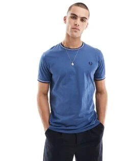 Fred Perry Twin Tipped T-shirt In Blue For Men -Modish Men Wear 207458797 1 blue 1