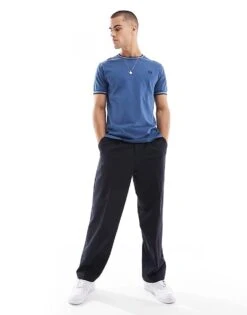 Fred Perry Twin Tipped T-shirt In Blue For Men -Modish Men Wear 207458797 4